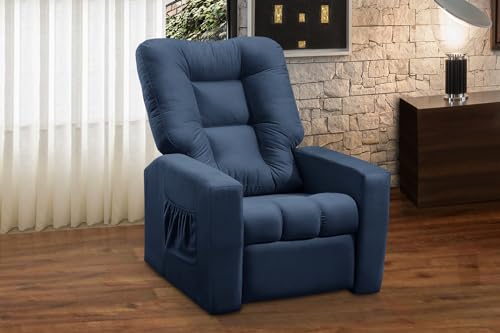 Poltrona do Papai Reclinável Itália Suede Azul Adonai Estofados