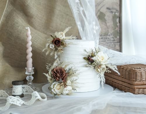 Set de decoraciones florales para pastel de boda miniatura 4