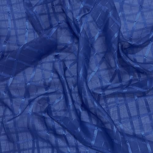 Tecido Voil Xadrez Azul Marinho 3m largura
