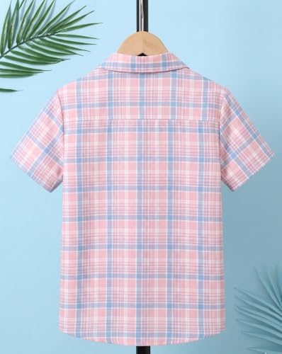 Image of TAGAS Boys Checkered Shirt | Kids Plaid Casual Shirts | Short Sleeve Regular wear Clothes for Boys | Stylish Summer, Party, Holiday, Beach