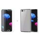 1.Protector de Pantalla Cristal Templado Film Película Protectora + Transparente Premium Funda Carcasa Silicona suave de TPU Caso Case para Elephone S7 (5,5").