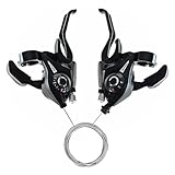 Relwears Bicycle Brake Levers Shifter, 3x7 21 Speed Mountain Bike shifters Set with Gear Indicator,Cable Thumb Derailleur Lever Transmission for Moutain Bike, Road Bike, MTB