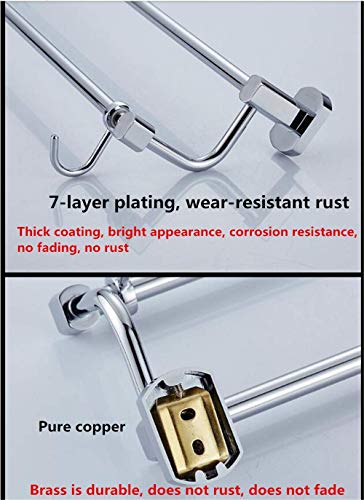Porte-serviettes double tige en cuivre avec fixation murale robuste de 70cm