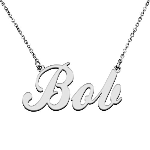 GR859C Custom Made Bob Name Necklace for Women Stainless Steel