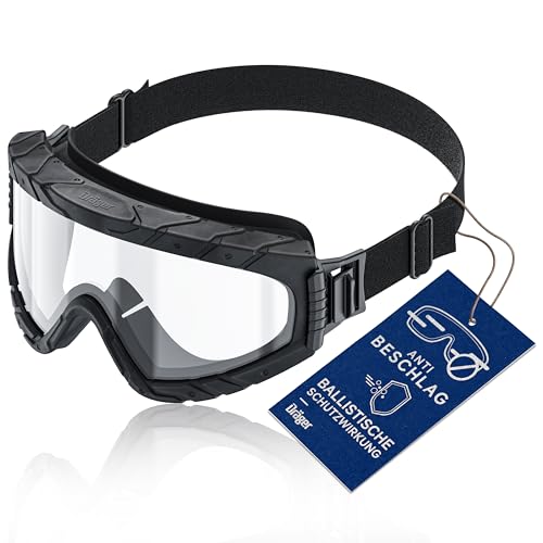 Dräger X-pect 4800 Schutzbrille Arbeitsschutzbrille oder Vollsichtbrille beschlagfrei, kratzfest, bruchfest, Staubschutzbrille, Polycarbonat-Scheibe – optimal für Baustelle, Labor & Werkstatt, Schwarz