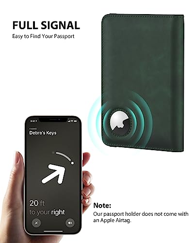 Image of Stouchi AirTag Passport Holder, Green, 0.6 inch x 4 inch x 5.5 inch, Fashion Simple Slim Multiple