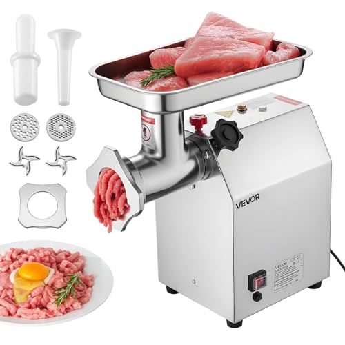 Tritacarne Elettrico Capacità 4.17 da Tavolo da 1100 W con Lama Piastra di Macinazione Macchina per Salsicce Commerciale in Acciaio Inox per Cucina Ristorante Hotel