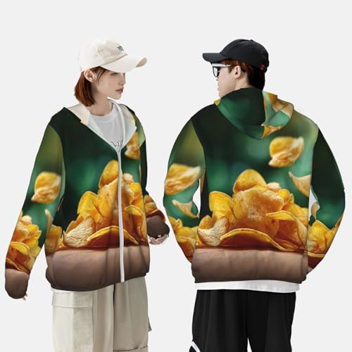 Men's UPF 50+ Sun Protection Hoodie Long Sleeve Fishing Shirts Quick Dry Potato Chips Sun Shirt Jacket3