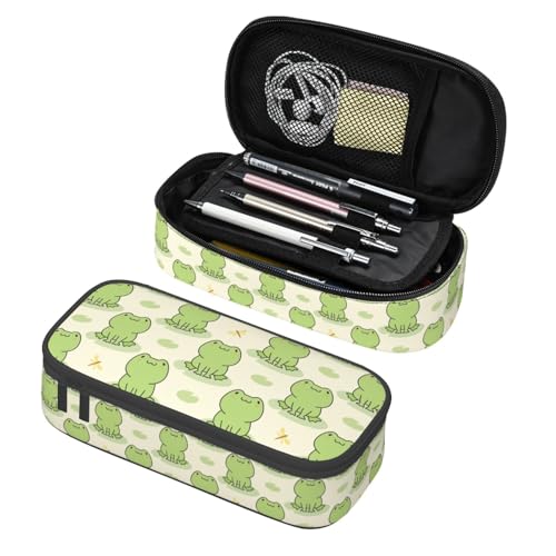 Image of Cute Frog Animal Pencil Case Big Capacity Storage Pencil Pouch Stationery Bags With Zipper Portable Pen Holder Box Organizer For Boys Student College School Office Supplies