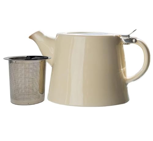 McEntee's Cara - Tetera de cerámica para té crema, 510 ml (1-2 tazas) con infusor extraíble de acero inoxidable