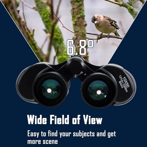 Image of Binoculars for Long Distance, 10x50 Ultra HD Binoculars for Adults High Powered with Clear Vision BAK4 Prism FMC Lens Easy Focus Long Range Portable (6 Months Warranty)