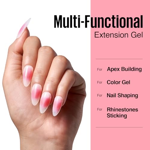 MEFA Aufbaugel für Gelnägel, Milky Rose Gel Nägel, UV Gel zur Nagelverlängerung und Modellage, Nagelfestigungsgel Nail Art Maniküre UV Builder Gel Nagelgel für Nagelstudio 15g
