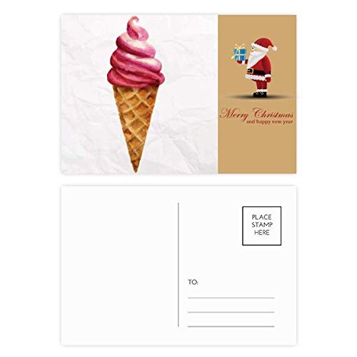 Cartes postales aquarelle rouge Père Noël et glace, lot correspondance hivernale