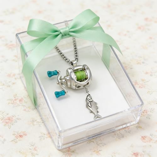 Collier sur le thème de la pêche avec bobine rotative anti-stress interactive
