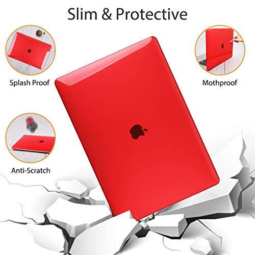 Mektron For Macbook Pro 13 Case 2021 2020 Release Model M1 A2338 A2289 A2251 With Touch Bar, Crystal Hard Shell Cover & Keyboard Skin & Screen Protector For New Mac Pro 13" 2021 2020, Red #TOP4