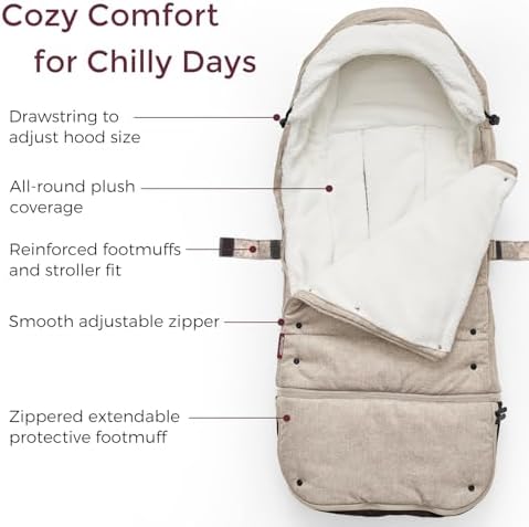 Momcozy Stroller Footmuff Universal | Easily Attaches to Most Strollers | Ultra-Plush,Weather-Proof Stroller Sleeping Bag | Deluxe Warm Stroller Bunting Bag | Extendable Cover Winter | Adjust-Buckle - 3