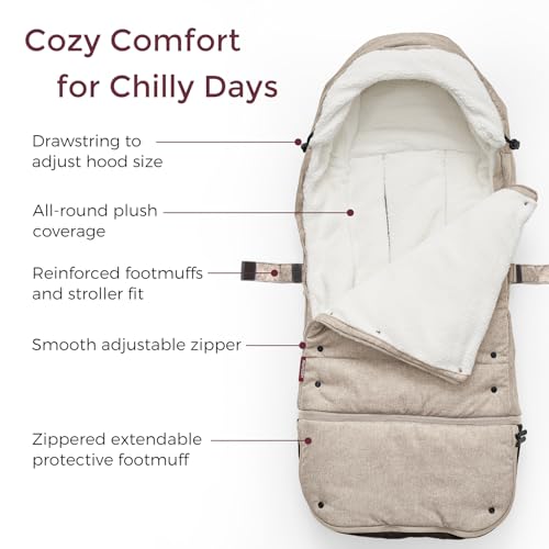 Momcozy Universal Footmuff | Easily Attaches to Most Strollers | Ultra-Plush, Weather-Proof | Deluxe Warm Bunting Bag | Extendable Cover for Winter | Adjustable Buckle - Thumbnail 4