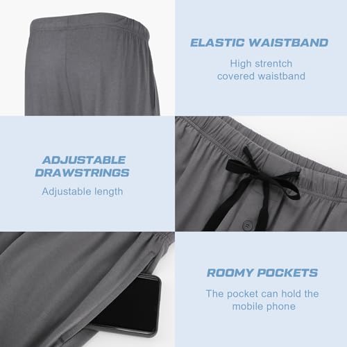 BAMBOO COOL Mens Pajama Pants Sleep Lounge Bottoms Soft Comfy Pj Pant Sleepwear with Pockets 2 Pack3