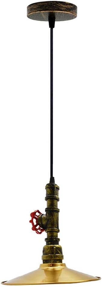DC VOLTAGE Vintage Industriële Loft Stijl Plafond Hanglamp Hanglamp Metalen Platte Schaduw Indoor Licht Montage voor Bars, Restaurants, Keuken (zonder Lamp, Vintage Messing)