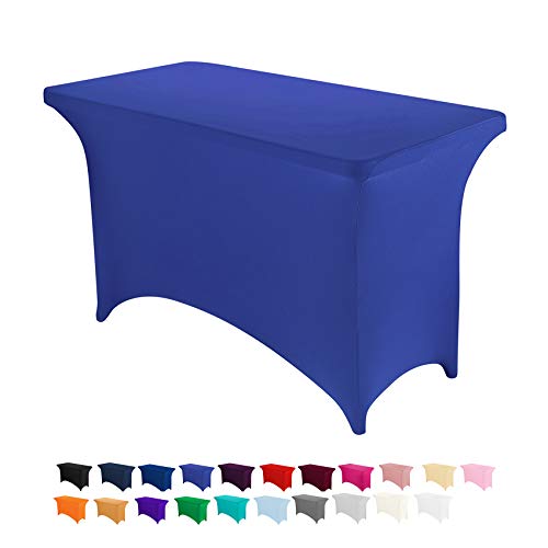 Image of Peomeise 4FT Spandex Table Cover Rectangular Stretch Spandex Tablecloth (Royal Blue,4FT)