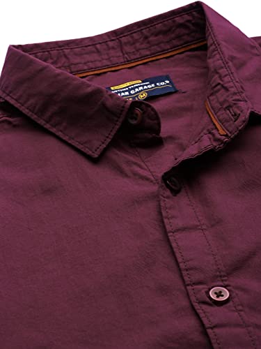 Image of The Indian Garage Co Men Slim Fit Solid Full Sleeves Cutaway Collar Casual Shirt