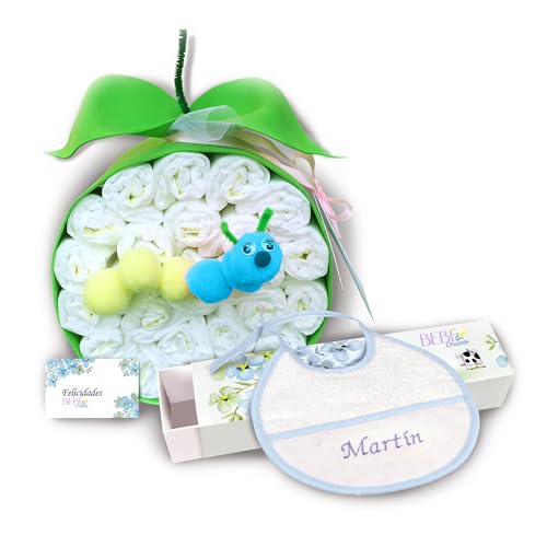 BEBÉCHUPETE Tarta de Pañales Personalizada DODO T Sensitive 33 Pañales - Canastilla bebe recien nacido - Regalo bebe recien nacido niño/a - Cesta bebe niño -Regalos bebes (Azul)