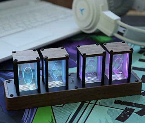 Clocteck Nixie Tube Clock Wooden Digital Clock For Bedroom,Easy Alarm Settings And 12/24H Display - A Retro Gift To Decorate Your Desk And Bedroom #TOP1
