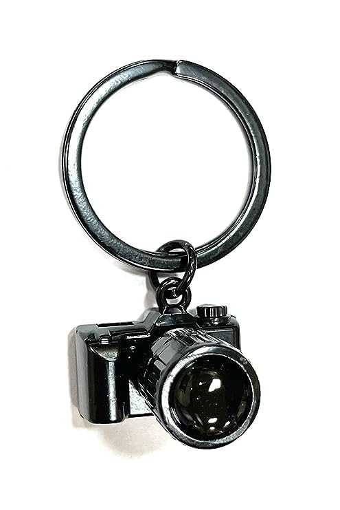 Camera Keychain, Black Metal Miniature DSLR Design, Photography Enthusiast Accessory Keyrings-image-23