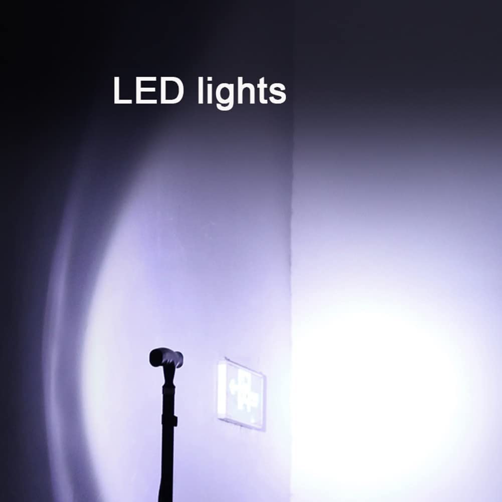 Muletas plegables para adultos con luces LED, bastones ajustables, parte inferior antideslizante, bastones para personas mayores, salir o viajar, color negro