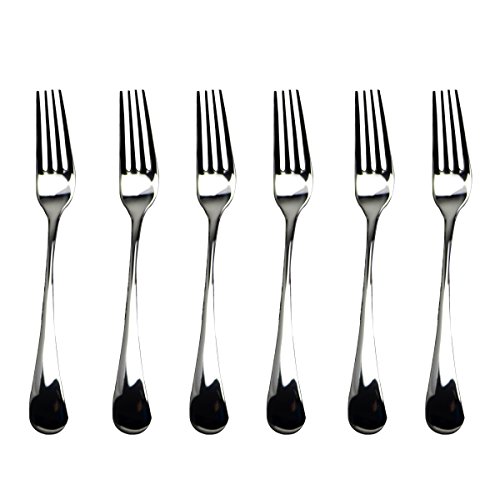 Uniturcky 18/10 Stainless Steel Mirror Polished Silverware Korean style Flatware, Dessert Fork Salad Fork, 6-piece