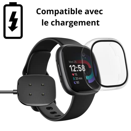 PHONILLICO Fitbit VERSA 4 / Fitbit SENSE 2 - Twarde etui przezroczyste szkło hartowane