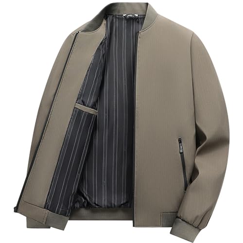 BERCIELY Jacke Herren Jugend Klassisch All-Match Outdoorjacke Herren Casual Komfortabel Mode Übergangsjacke Herren Regular Fit Persönlichkeit Trend Langarm Jacke Herren C-Khaki XXL