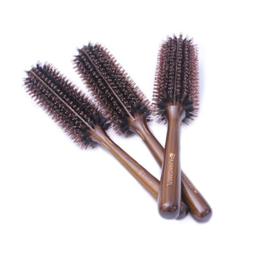 Veemoon Cepillo Redondo para Rizos con Cerdas Naturales de Jabalí y Mango de Madera Resistente para Mujeres Definición y Alisado de Cabello Rizado Ergonómico y Duradero para Pelo y Corto