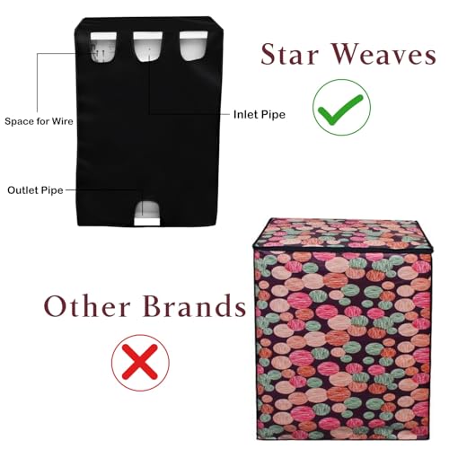 Image of Star Weaves Washing Machine Cover for Front Load LG FHT1208SWL 8 kg Washing Machine - Waterpoof & Dustproof Cover, Black Color, (WxDxH) In Cms:(60.96x53.34x86.34)