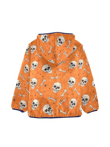 Skeleton Bone Star Orange Girls Fleece Jacket Girls Fall Jacket Boys Coats Zip Up Hoodie Children Outerwear 2-10T2