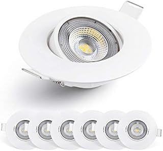 Emos Exclusive Round LED Spot Lights for Ceiling 5W / 450lm | Mains Powered, Ultra Slim, Adjustable Tilt | recessed LED Ceiling Light Neutral White 4000k | Pack of 6 LED Spotlights White
