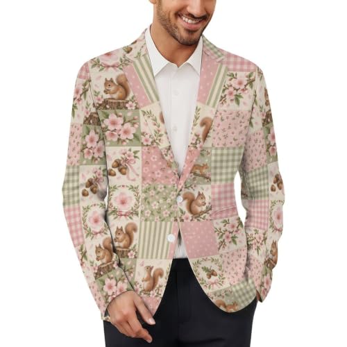 Image of Casual Blazer for Men Suit Jacket Sport Coat Deer Patchwork Print