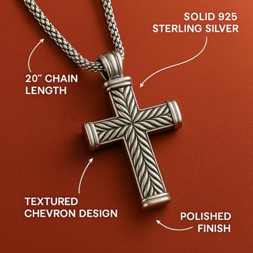 LeCalla Silver Cross Pendant Necklace Jewelry | Solid 925 Sterling Silver Cross Necklace for Men Women4