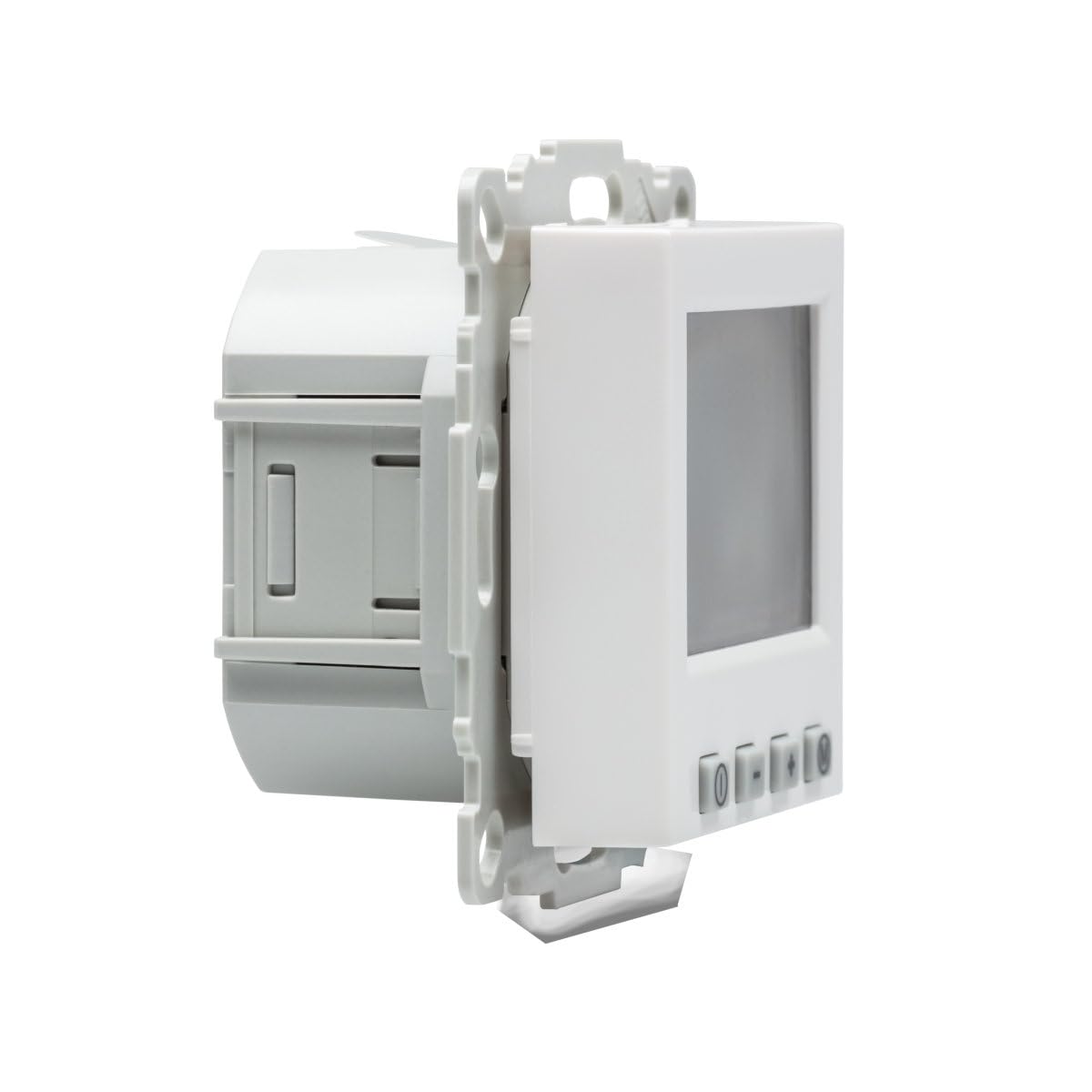 Halmburger digital Raumthermostat ERD55rg, großes Display inkl. Busch Jäger Balance SI 1-Fach Rahmen 1721-914, alpinweiß Glanz für Fußbodenheizung Stellantriebe 230V stromlos geschlossen (NC)