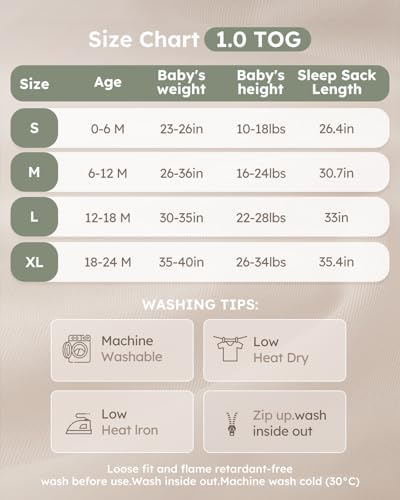 Image of Yoofoss Rayon Made from Bamboo Baby Sleep Sack 0-6 Months 1.0 Tog Baby Wearable Blanket, Super Soft Infant Toddler Sleeping Sack 2-Way Zipper