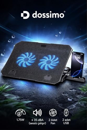 Nitro S22 Notebook Soğutucu Standı, 2 Fanlı, Işıklı, Telefon Tutuculu, USB Çoklayıcı