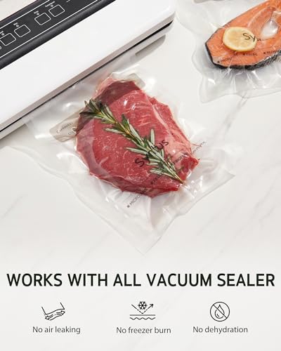 Image of Syntus Vacuum Sealer Bags, 100 Count Quart 8 inch x 12 inch Comercial Grade PreCut Bag for Food, BPA Free Food Vac Bags for Storage, Meal Prep or Sous Vide