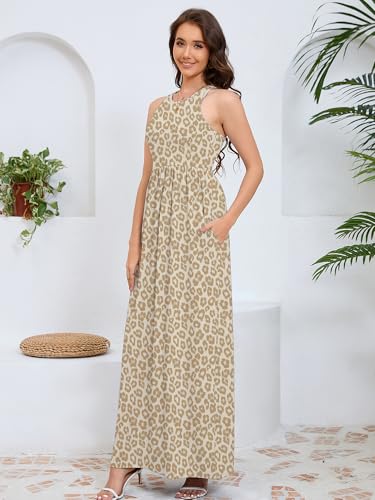 Image of DEARCASE Women's Sleeveless Summer Maxi Dress with Pockets,Beach,Vacation