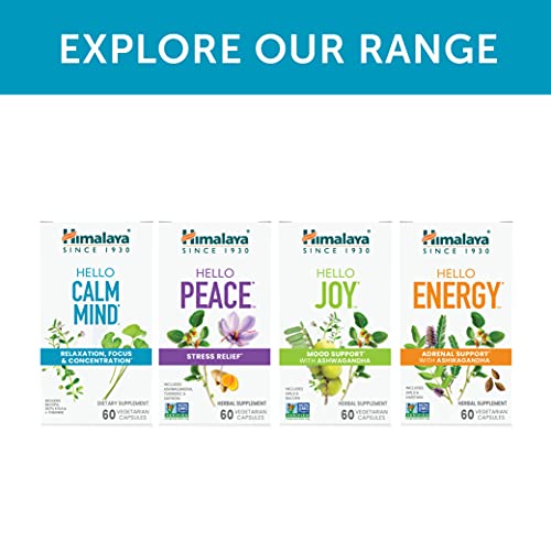 Himalaya Hello Calm Mind, With Bacopa, Gotu Kola & L-Theanine For Relaxation, Focus, Concentration & Racing Thoughts, Non-Gmo, Vegan, Gluten-Free, 620 Mg, 60 Vegetarian Capsules, 1 Month Supply #TOP5