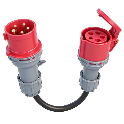 CEE Adapter 32A auf 16A CEE Adapter 32A Stecker auf 16A Kupplung 400V 3-Phasen Starkstrom Adapter mit H07RN-F 5G2.5mm Industriekabel EN60309 32A auf 16A adapter IP44 Für EV-Laden 16A Ladegeräte