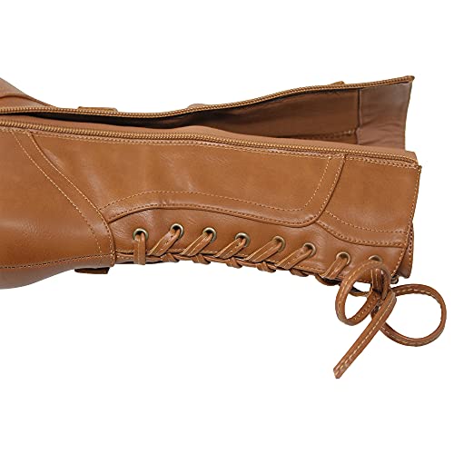 Generation Y Kids Girls Knee High Heels Boots Corset Lace Up Back Buckle Strap4