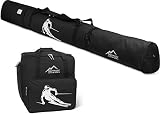 normani Skitasche und Skischuhtasche im Set 170cm oder 200cm mit integriertes Adressfeld Farbe Schwarz Größe 200 cm
