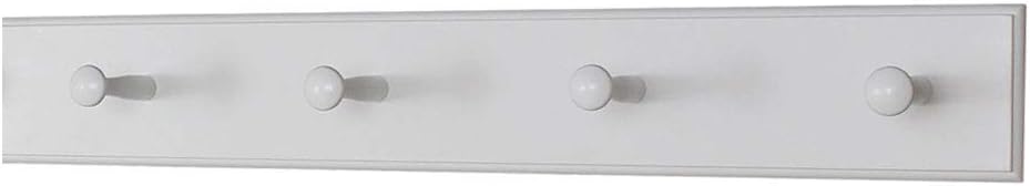 White Shaker Peg Rack - Solid Maple Peg Hook Rack - Wooden Wall Peg Coat Rack - Made in The USA (23" x 3.5" with 4 pegs)