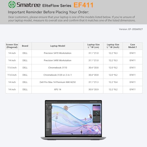 Housse ordinateur portable Dell Pro Max 14 et Chromebook Smatree EF411