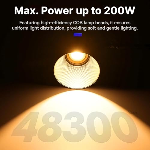 Image of ULANZI 200W COB Video Light - VL-200Bi Bi Color LED Video Light Continuous Output Lighting with Adapter & APP Control, 2700K-6500K 6 Scenes Bowens Mount Photography Studio Lights for Videos Recording